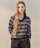 MAXZA Multi-Stripe Open Collar Knit