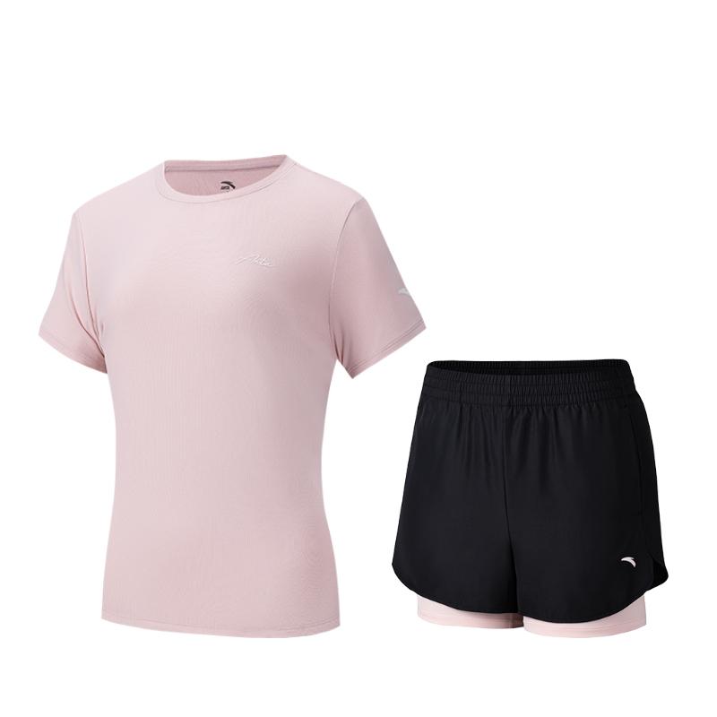 

Anta Training Series Pullover Round Neck Solid Color Short Sleeve Sports Comfortable Casual Shorts Set Women sets 962527205-5 3XL