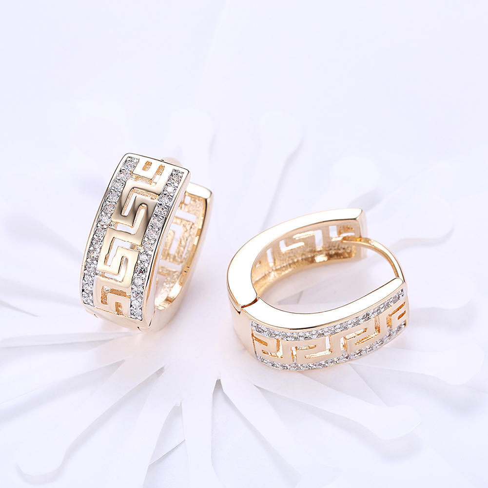 Umcho Yellow Gold and Silver CZ Zircon Square Hoop Earrings for Women