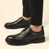 Brogue Men's Autumn Casual Leather Shoes, Thick Sole Work Shoes, Black