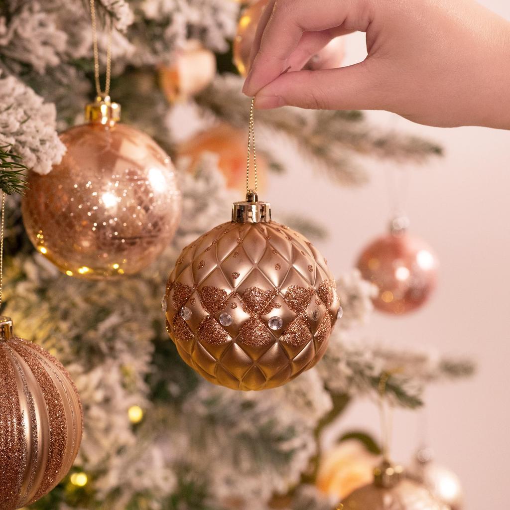 Valery Madelyn Christmas Christmas Set of Rose Christmas Tree Gorgeous Ornaments Ornaments, Luxurious, Large, 8cm, Nordic-Style Balls, 16, Gold,