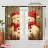 2pcs  2D plane printing Popular Curtain Panels Cute Snowman Christmas Holiday_d (2) Polyester Fabric (without rod) Holiday for