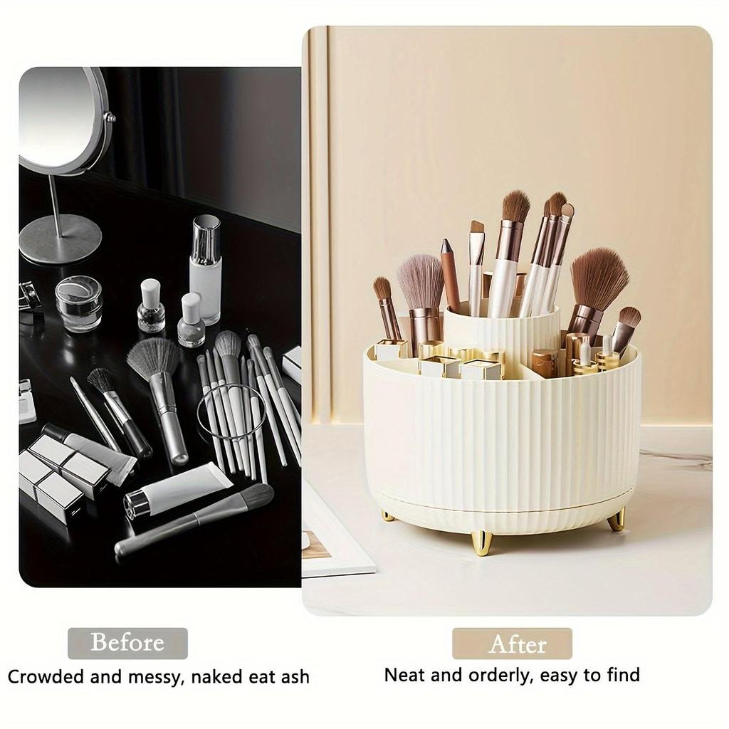 Rotating Makeup Organizer, 360 Degree Swivel, Minimalist Design, High Gloss ABS Plastic, Great for Bedroom, Dresser, Bathroom Storage