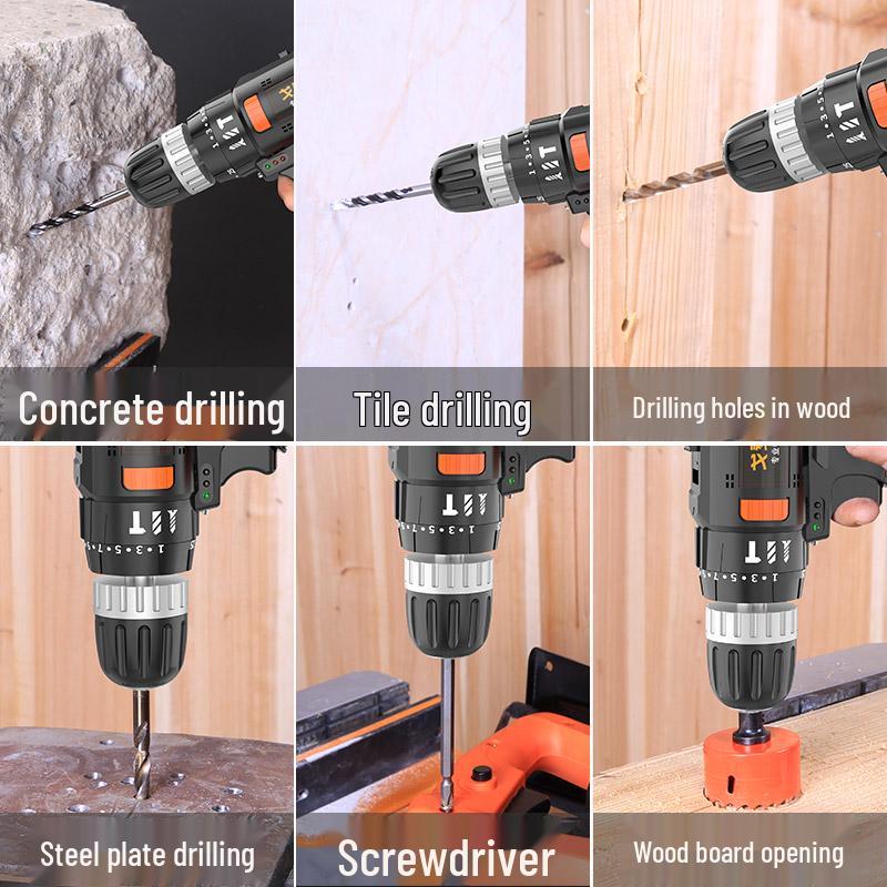 Rechargeable Cordless Hand Drill with Impact Function & Electric Screwdriver