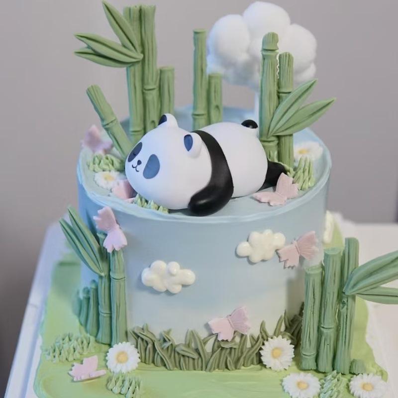 Adorable Panda Cake Toppers - Cartoon Resin Crafts for Birthdays and Baking Decorations