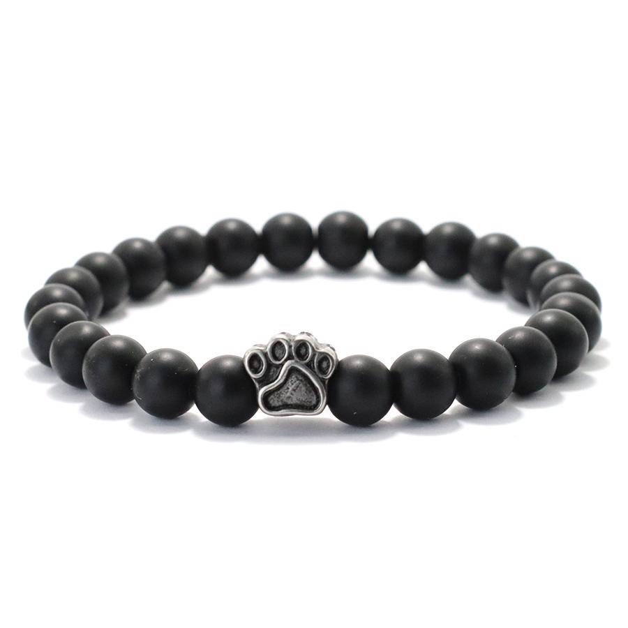 Natural Colored Imperial Beads Bracelet Men Titanium Steel Dog Paw Beaded Brazelet Women Simple Yoga Wrist Braslet Jewelry Homme