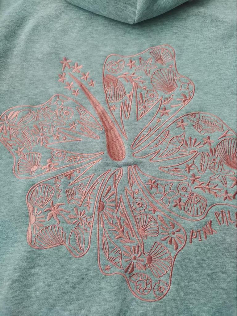 Europäische Größe Kokosnusswellen-Stickerei Hoodie mit überschnittenen Ärmeln