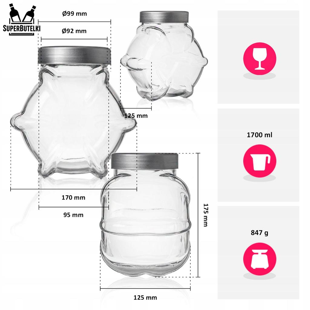 Set - 3x CAPSULE Jar 1700 Ml