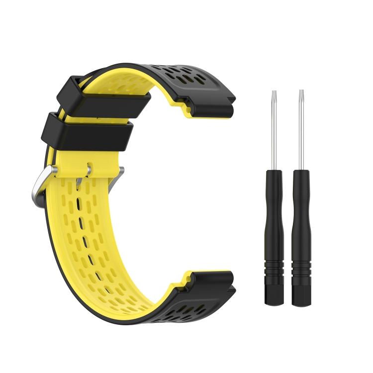 For Garmin Approach S2 / S4 Two-color Silicone Watch Band(Black Yellow)