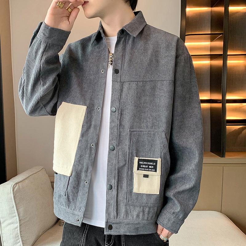 Retro Corduroy Jacket Men's Autumn New Trendy Versatile Casual Shirt Lapel Work Top