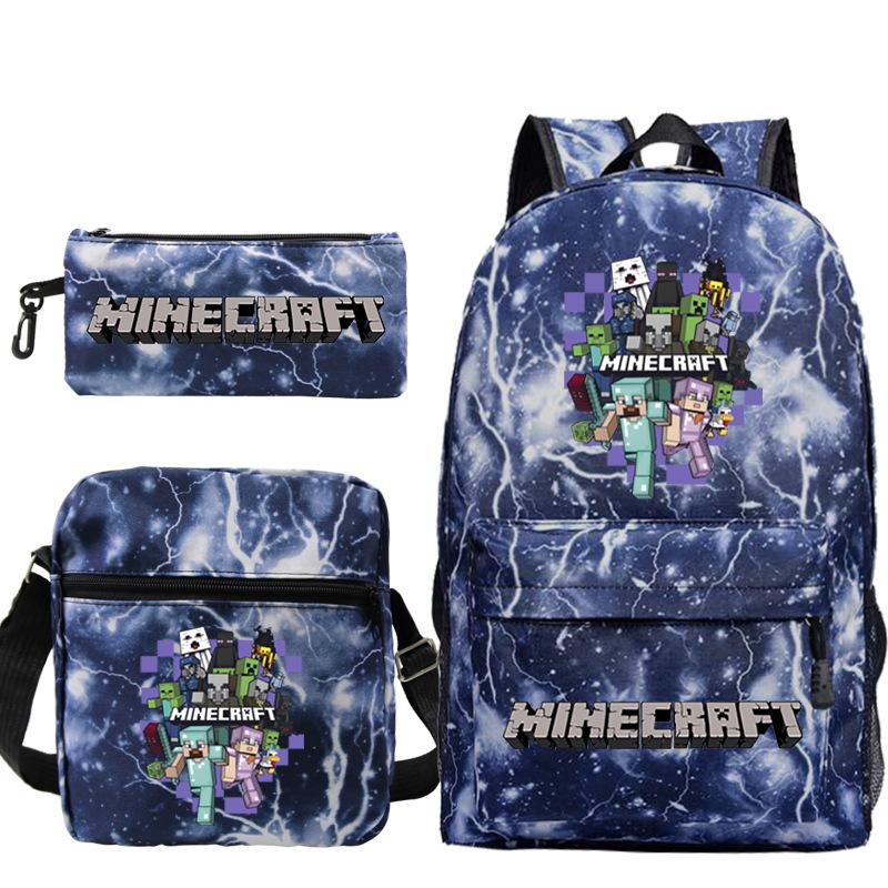 Minecraft Primary And Secondary School School Bag Children'S Backpack Backpack Shoulder Bag Pencil Case Three-Piece Set