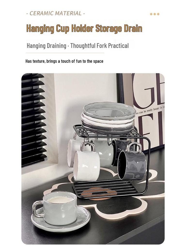 Nordic Style Luxury Ceramic Coffee Cup Set (6 Pieces) - Elegant Housewarming Gift