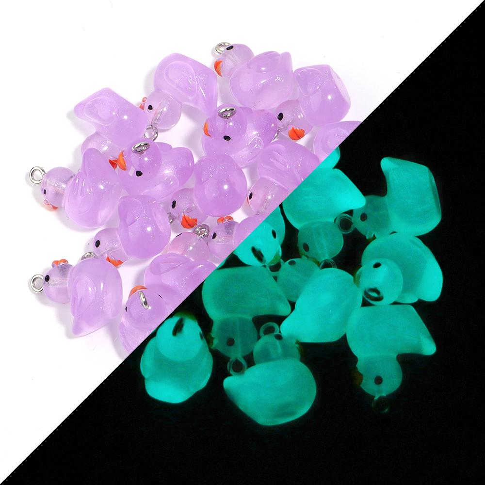 

10Pcs 17×20mm Acrylic Pendant Colorful Night Glow 3D Duck Shape Mini Pendant For DIY Exquisite Earring Jewelry Accessories фиолетовый