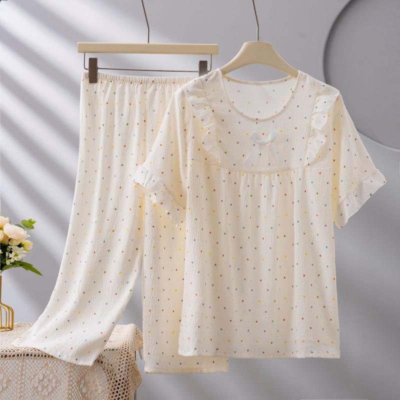 2026 Women's Plus Size Short-Sleeve Cloud Cotton Pajama Set: High-End Printed Homewear for Spring, Summer, Autumn