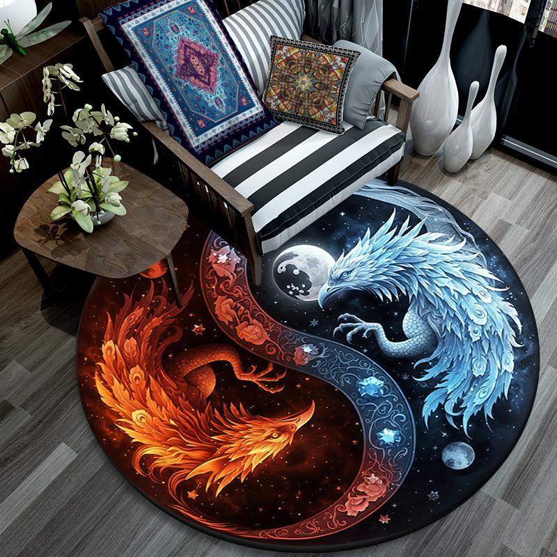 Cartoon Print Round Area Rug,Carpet Rug for Living Room Bedroom Sofa Playroom Decor,Non-slip Floor Mat