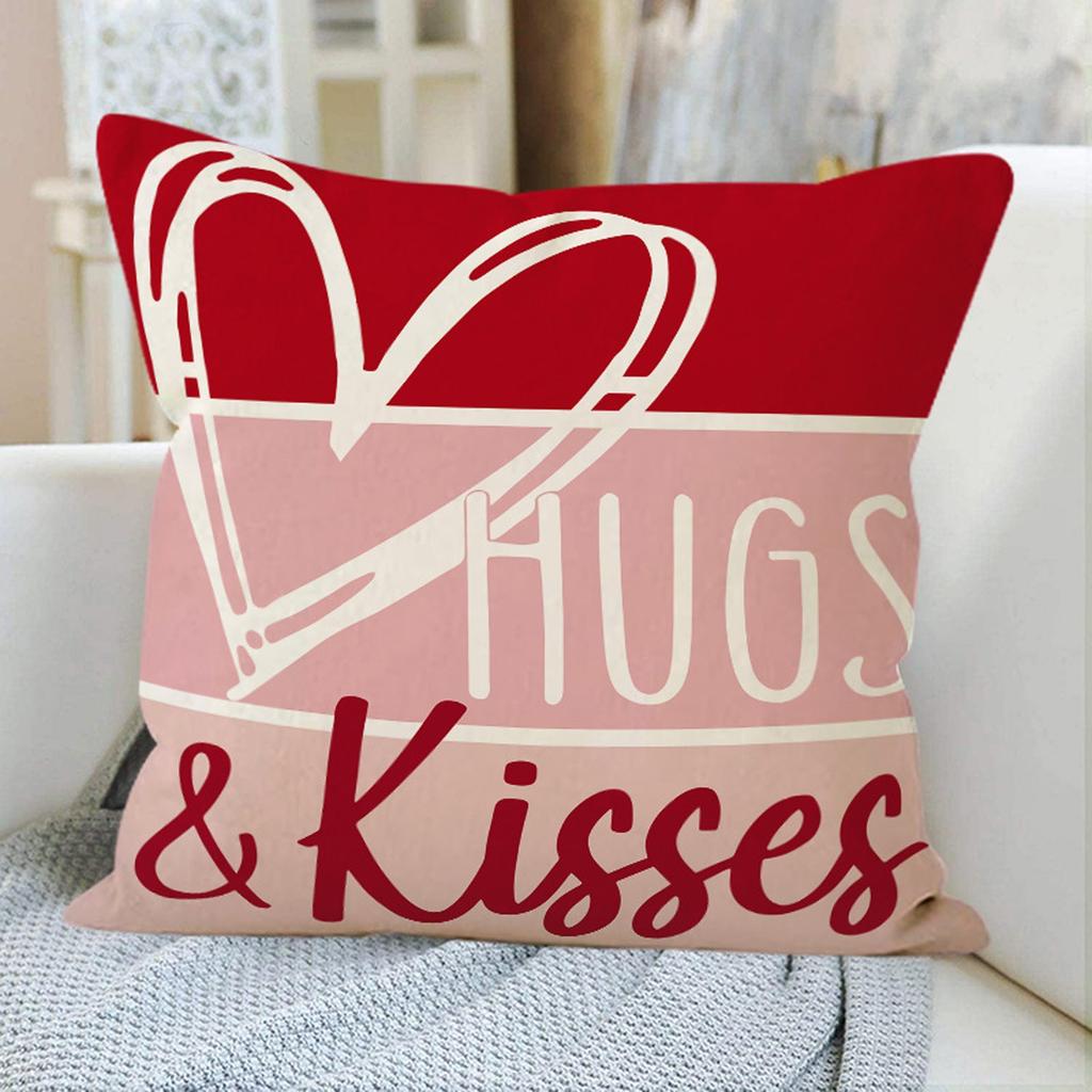 Valentine's Day Couple Love Sofa Pillow Cover Home Decoration Pillow Cover Linen Printed Cushion Cover