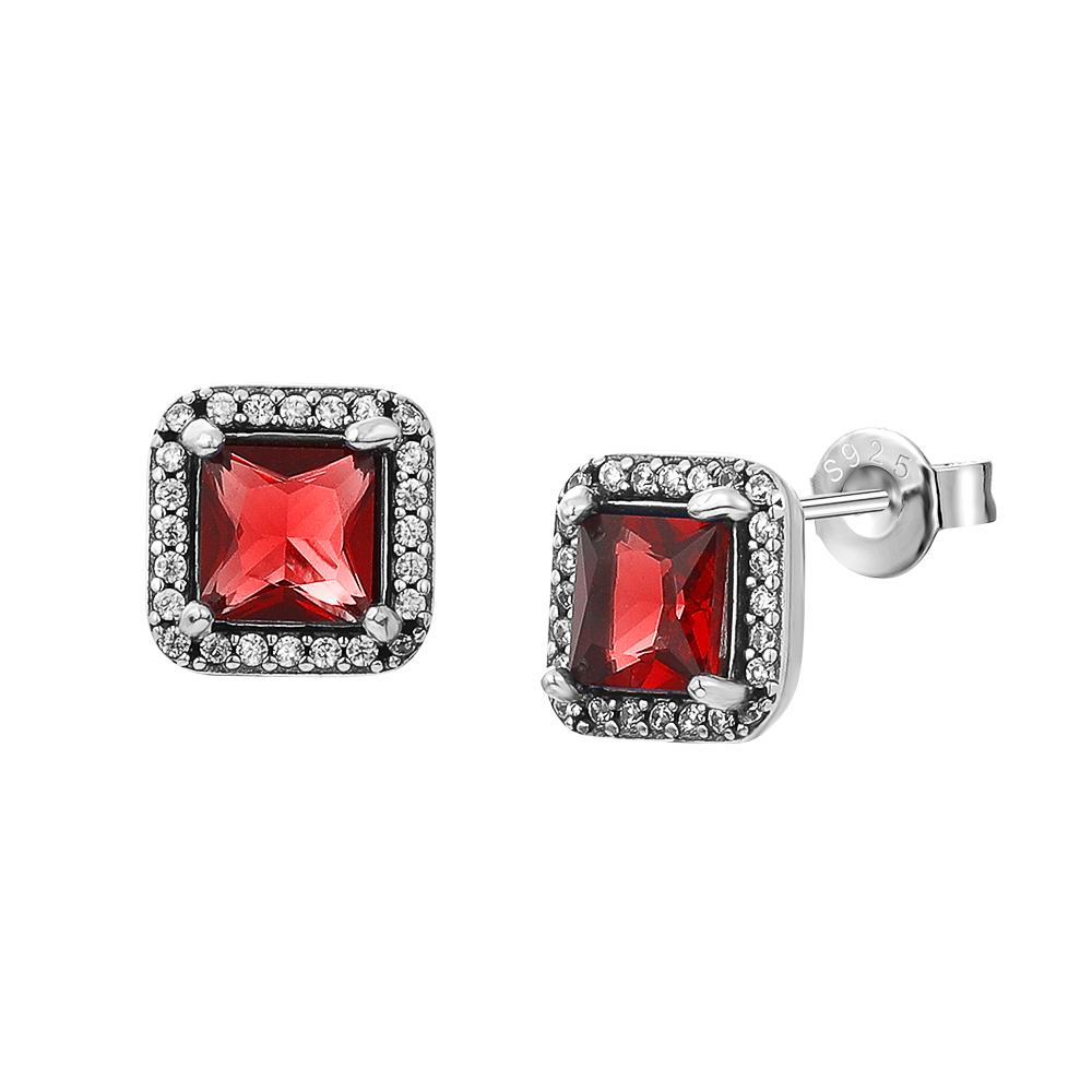 Fashionable 925 Silver Heart-shaped Flower Square Butterfly Earrings Suitable for Women's Fashion Jewelry Gifts