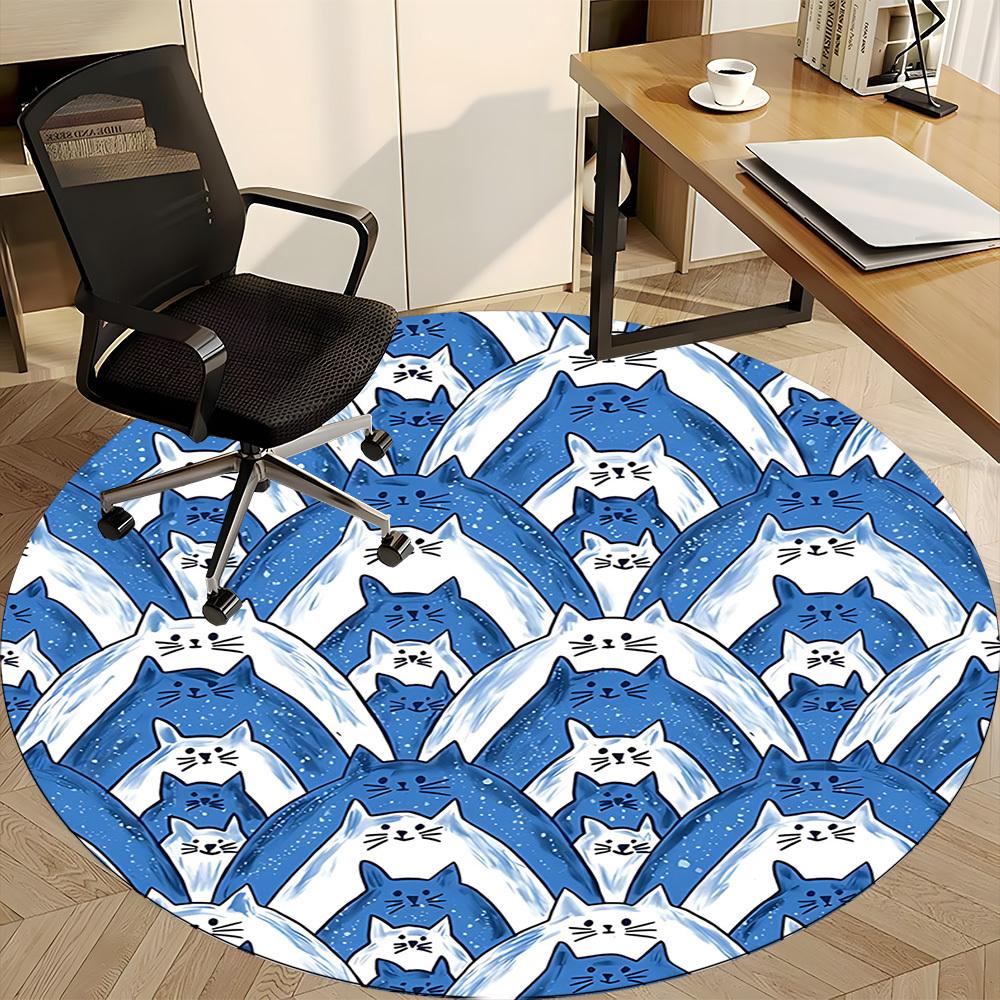 1pc Cat Kaleidoscope Office Round Area Rug, Indoor Mat Suitable For Office, Under Office Chairs Bedroom Living Room Home Decor, Room Deco 117