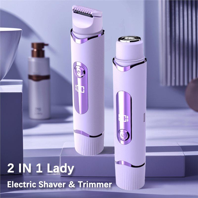 Dual-Purpose 2-In-1 Electric Hair Trimmer For Painless Facial Leg Bikini Body Hair Removal And Shaving