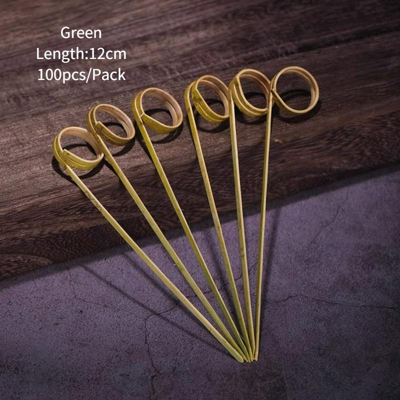 

100PCS Disposable Bamboo Fruit Picks With Knotted Bamboo Fruit Picks Cocktail Decoration Toothpicks Cocktail Picks Salad