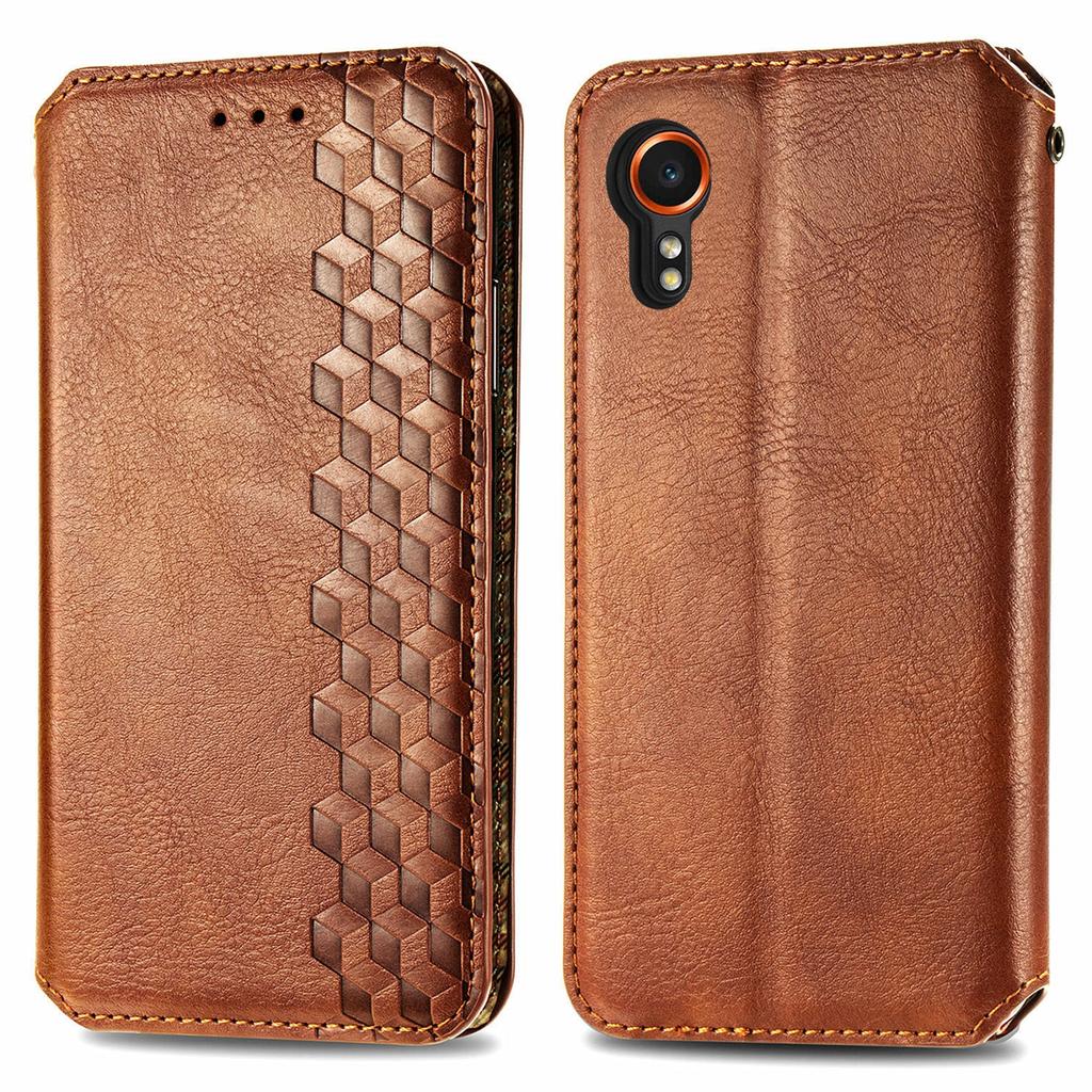 Para Samsung Galaxy Xcover7 Funda de Cuero PU con Estampado de Rombo, Cartera con Soporte, Cubierta para Teléfono