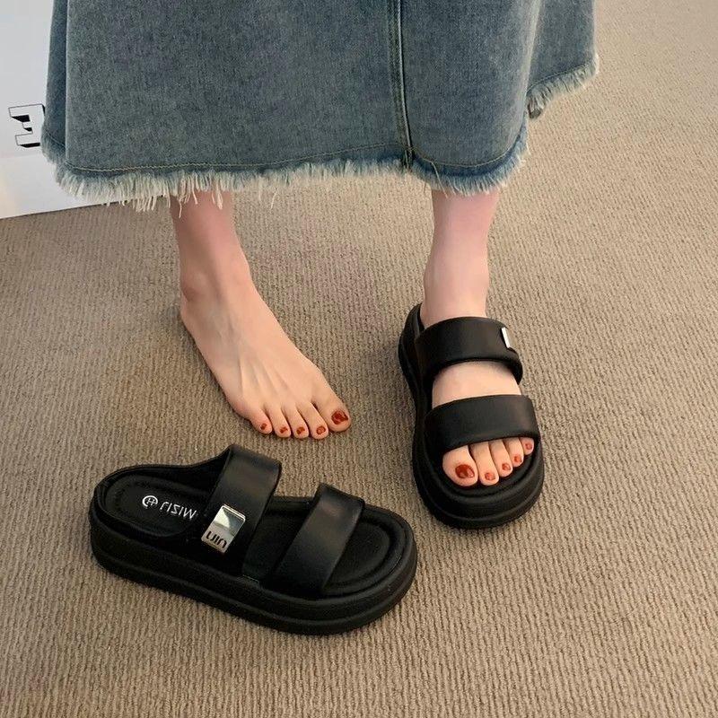 Niche muffin thick-bottomed cool slippers women's summer wear new casual versatile beach one-word cool slippers