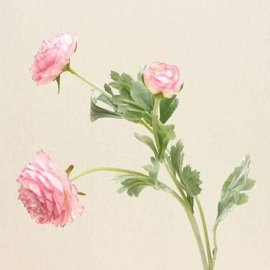 Artificial Ranunculus Flower Fake Silk Persian Buttercup Flower 3 Heads Vintage Faux Ranunculus Arrangement for Home Wedding Table Centerpieces