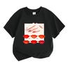 Kids Boys Girls 100% Cotton Crew Neck Short Sleeve T-shirt, Fashion Lipstick Print Casual Soft Breathable Summer Tee Tops for Children Daily Wear