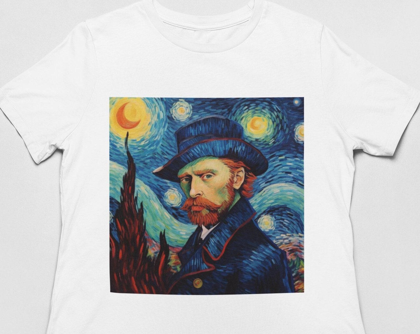 Starry Night T shirt | Van Gogh T shirt | Van gogh self portrait | Unisex Premium Cotton | 2XL