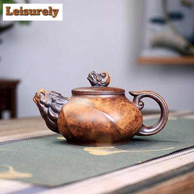 380 ml ceainice chinezești din lut violet Yixing, lucrate manual, ceainic Dargon, minereu brut, secțiune de temperatură înaltă, ceainic cu noroi, set de ceai Zisha, cadouri