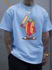 New Unisex Purple Crew Neck Tee Funny Cartoon Hot Dog Character Hold Cricket Bat and Ball Sport Food Hybrid Soft Cotton Male Tops