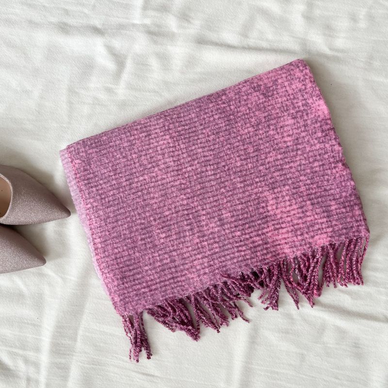 Imitation Cashmere Scarf Autumn and Winter Solid Color Crepe Gradual Change Medium and Long Warm Scarf Sweet Fashion Fringed Shawl