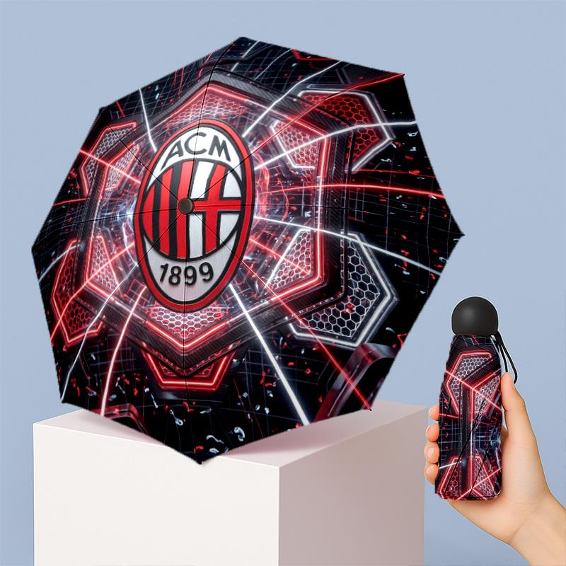 AC Milan Pattern Printed Mini 5 Folds 8 Ribs Compact Umbrella Windproof Waterproof Lightweight Portable Folding