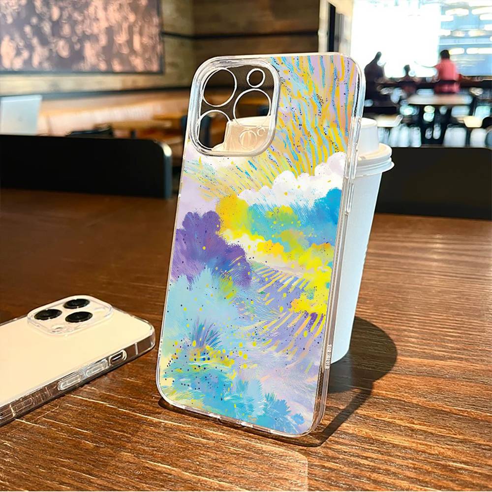 Painting  Phone Case For iPhone17,16,15,14,13,12,11 Plus,Pro Max Soft Transparent Cover
