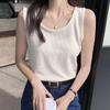 Gilet a bretelle bianco da donna estivo ampio nero interno ed esterno a nido d'ape senza maniche top versatile