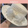 Egret Tulle Bow Sun Hat With Wide Brim For Summer Outdoor Beach And Travel