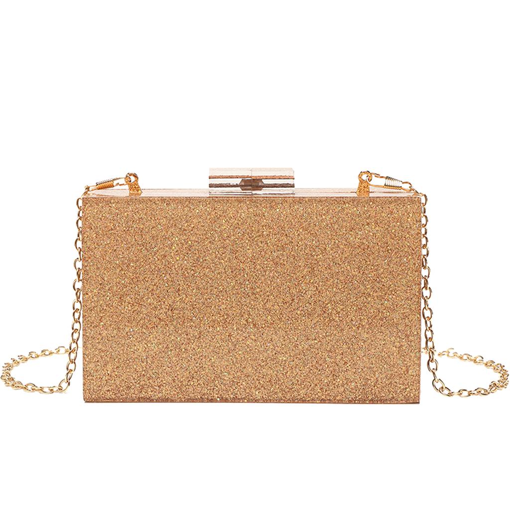 Sequined Acrylic Box Party Clutches Wedding Evening Bags for Women Designer Female Purses and Handbags Chic Chain Shoulder Bag