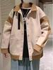 Men's Oversized Patchwork Wool Coat – Hong Kong Style Loose Fit Lapel Jacket, Trendy Korean Casual Design