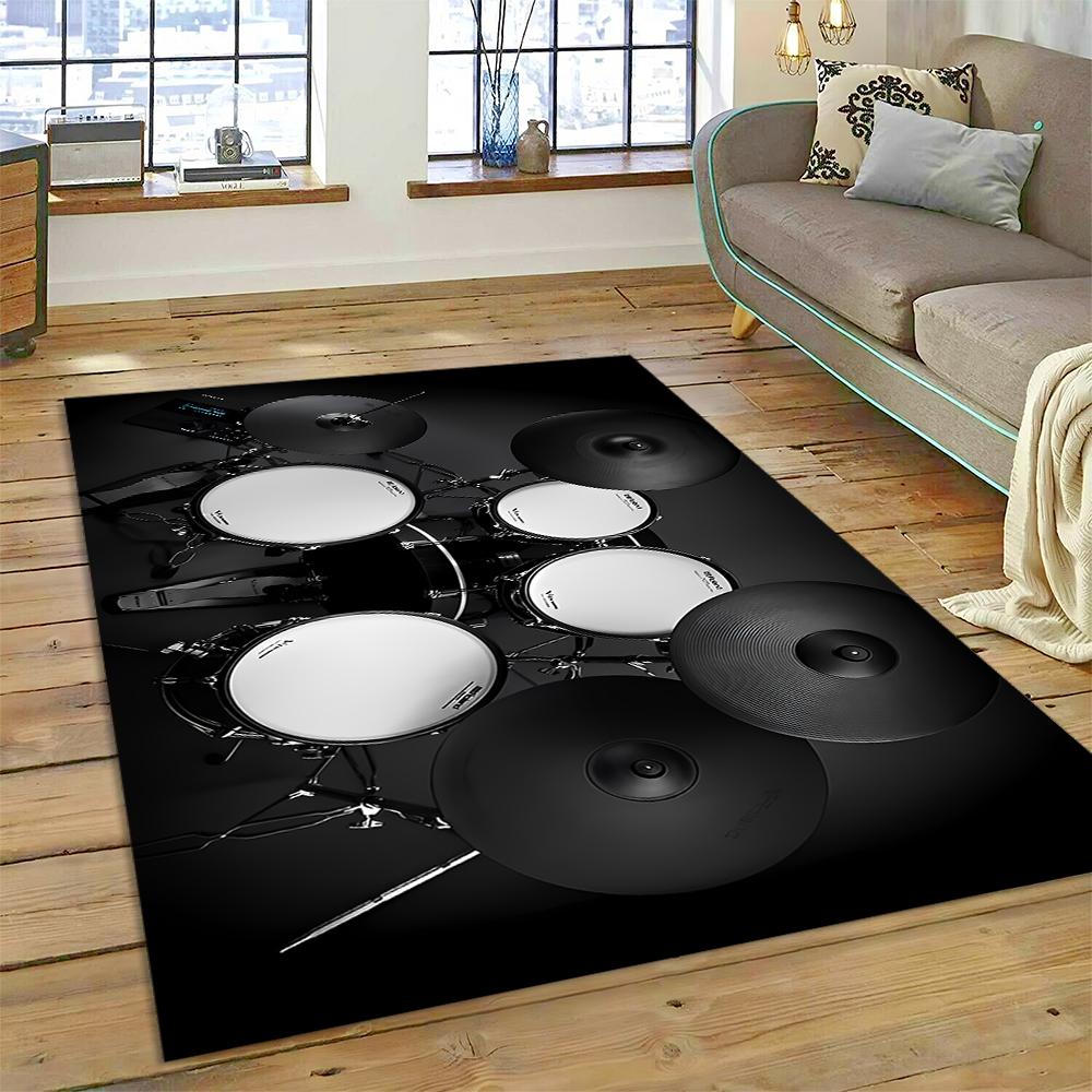 Drum Kit Music Instruments Drum Set Carpet Rug for Home Living Room Bedroom Sofa Doormat Decor,kids Area Rug Non-slip Floor Mat