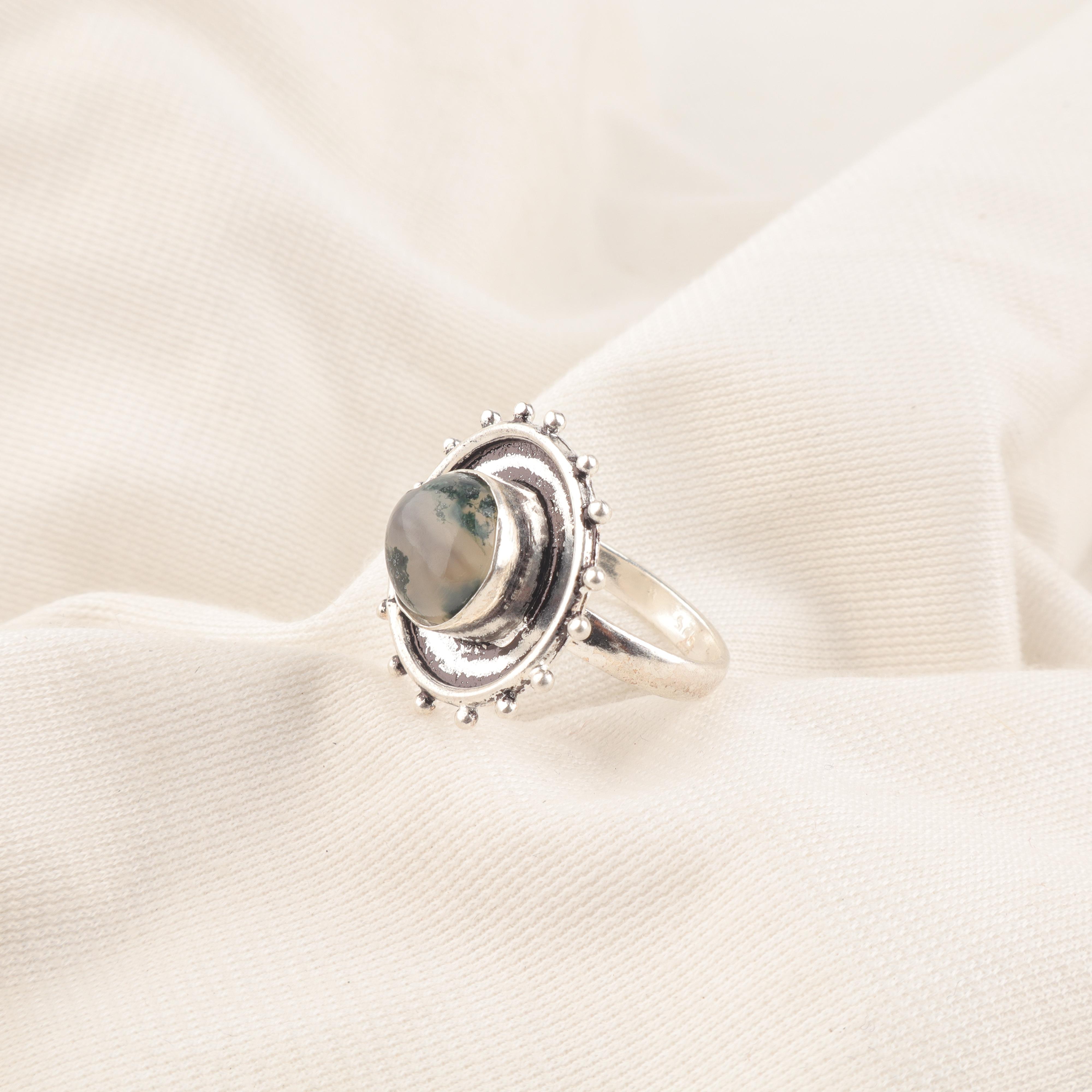 

Кольцо с моховым агатом, Ювелирное изделие, Кольцо из цельного стерлингового серебра 925 пробы, Великолепное серебряное кольцо ручной работы, Украшение с балансирующим драгоценным камнем моховым агатом для женщин 12 серый