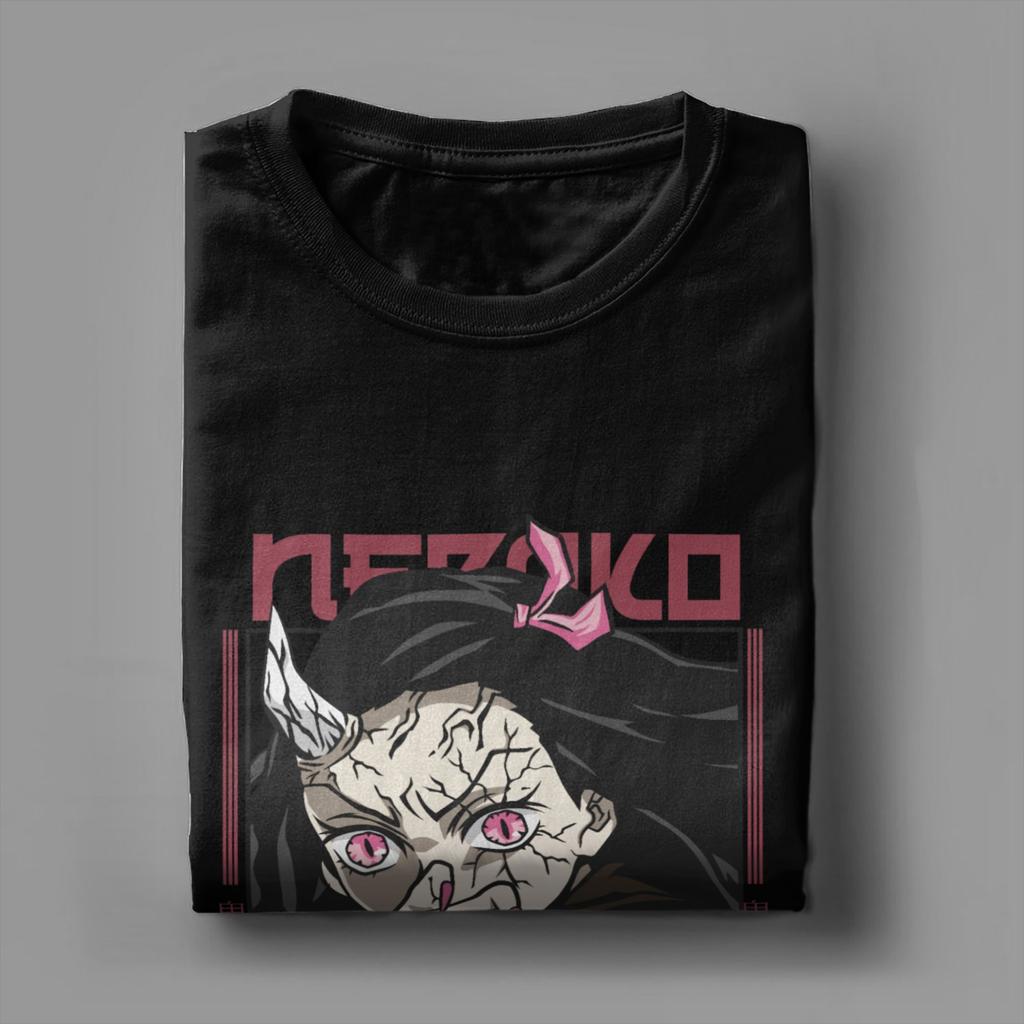 Men Anime Demon Slayer Nezuko T Shirt  100% Cotton Clothes Crazy Short Sleeve Round Collar Tees Big Size T-Shirt