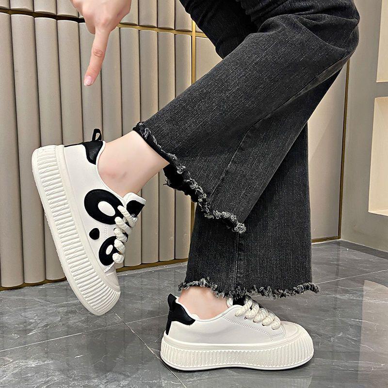 Niche black and white panda big head board shoes women's autumn new Korean version versatile casual women's shoes platform white shoes children