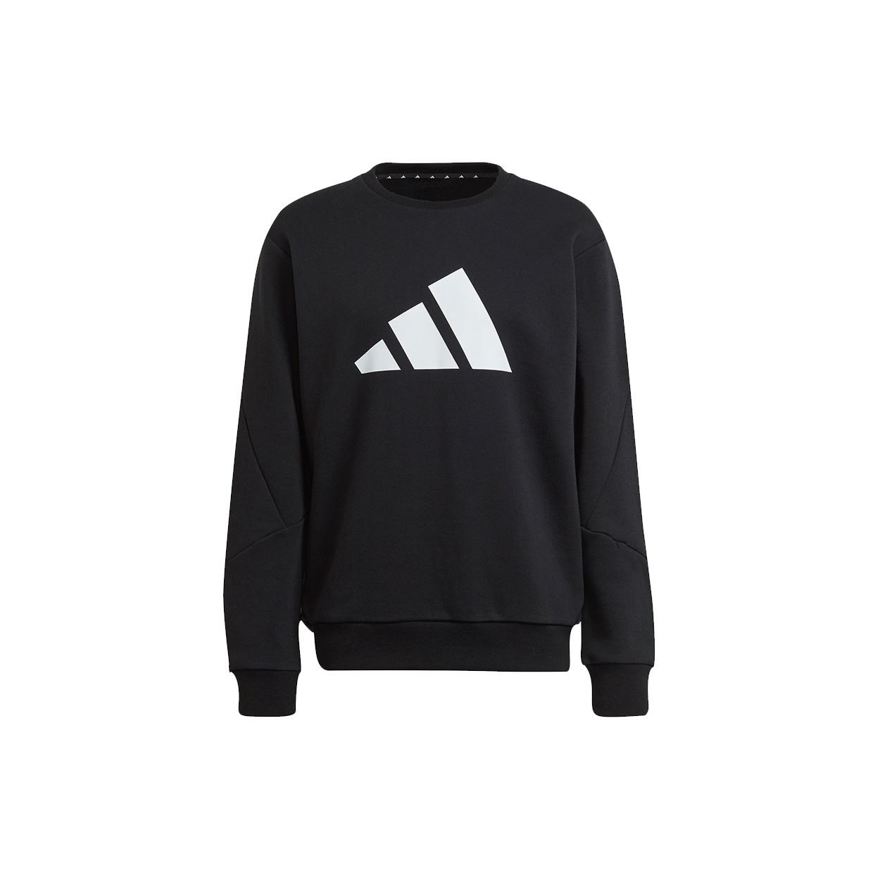 Men s adidas Fi Wtr Crew Large Logo Printing Sports Round Neck Pullover Black H46507 XXL