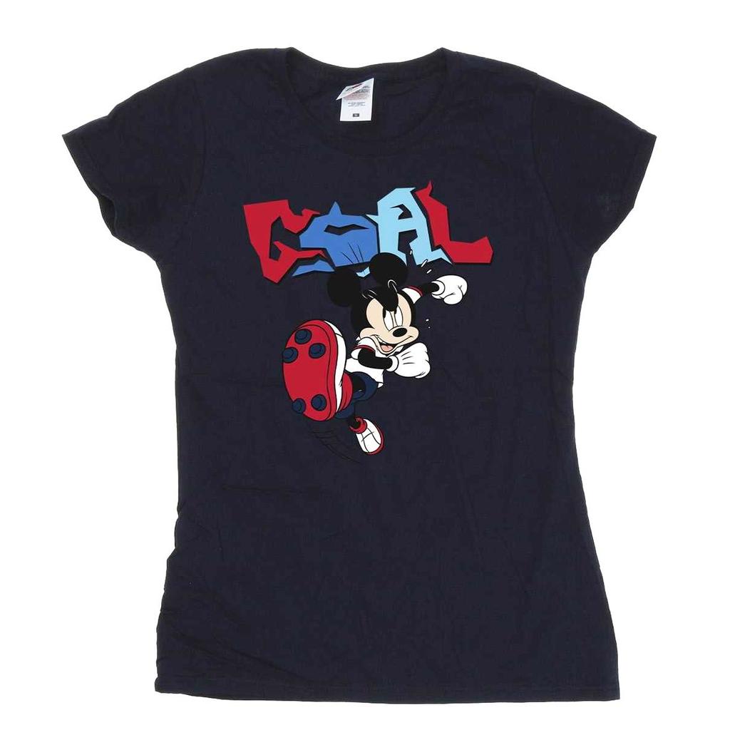 Disney Womens/Ladies Mickey Mouse Goal Striker Pose Cotton T-Shirt