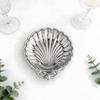 Vintage Dessert Plate Shell Shape Silver Color Embossed Food Tray Decorative Embossed Details Shell Shaped Dish Photo Props