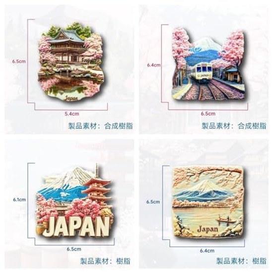 Refrigerator Magnet Japanese Souvenir Japan Commemorative Item Set 2 Resin Lightweight Temple Cherry Blossom Spring Style Interior Tourist Gift Craft