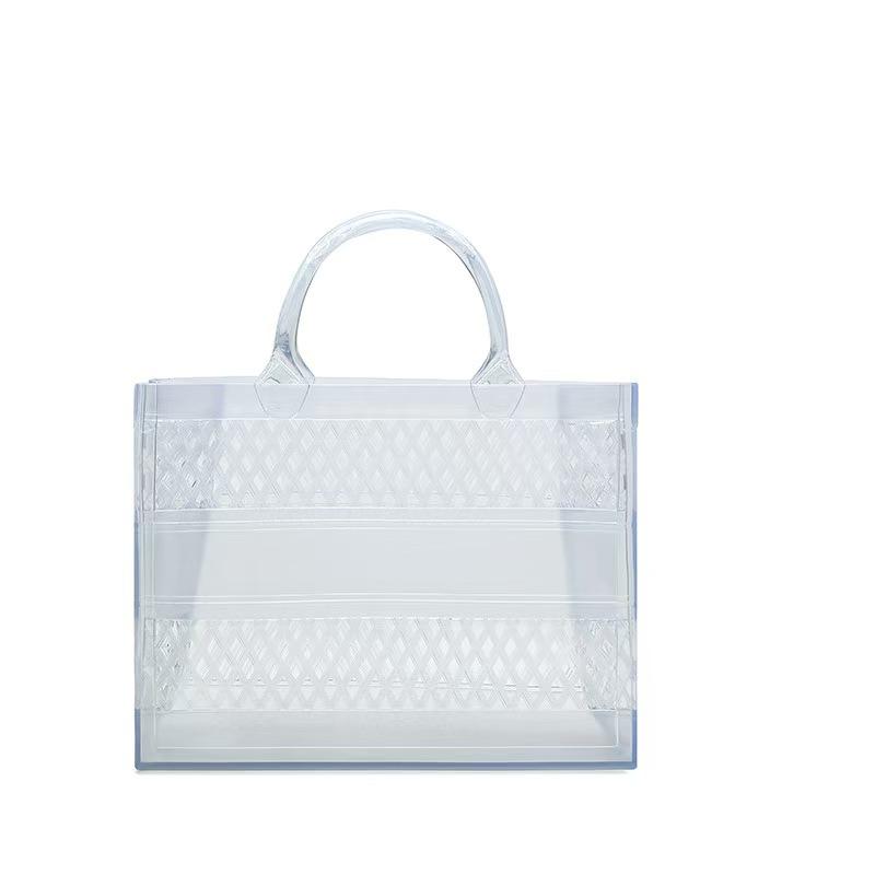 2025 Summer New Shopping Basket Handheld PVC Bag Jelly Bag Large Capacity Basket Storage Basket Candy Color Hollow