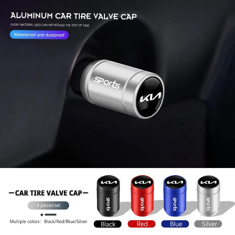 4Pcs Car Tire Valve Caps Aluminum Alloy Stem Cover For KIA K3 Sportage Carnival K5 Seltos Pegas KX1 EV5 Sonet EV6 K4 EV3 Ceed K8