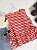 Retro Plaid Sleeveless Ruffle Vest with Bow Tie for Women