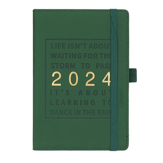 Faux Leather Cover 2024 Planner Notebook 12 Monthly Weekly Agenda Notebook with Elastic Closure Pen Loop Series